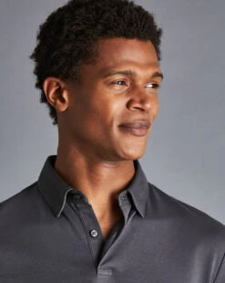 Combed Cotton Polo - Dark Grey -Refined Wear Shop JEP0390DGY MODEL DETAIL