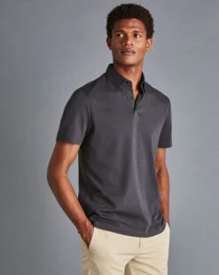 Combed Cotton Polo - Dark Grey -Refined Wear Shop JEP0390DGY MODEL FRONT