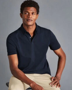 Combed Cotton Polo - Dark Navy -Refined Wear Shop JEP0390DNY MODEL FRONT