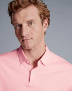 Combed Cotton Polo - Light Pink -Refined Wear Shop JEP0390LPK MODEL DETAIL