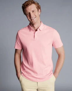 Combed Cotton Polo - Light Pink -Refined Wear Shop JEP0390LPK MODEL FRONT