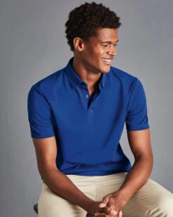 Combed Cotton Polo - Royal B 8 Combed Cotton Polo - Royal B -Refined Wear Shop JEP0390RYL MODEL FRONT