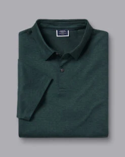 Birdseye Stripe Jacquard Polo - Dark Green -Refined Wear Shop JEP0397DGN FOLD SINGLE