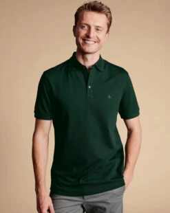 Tyrwhitt Pique Polo - Dark Green -Refined Wear Shop JEP0402DGN MODEL FRONT