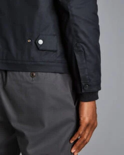 Fall Collar Harrington Jacket - Navy -Refined Wear Shop OUC0067NAV MODEL DETAIL