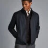 Fall Collar Harrington Jacket - Navy -Refined Wear Shop OUC0067NAV MODEL FRONT