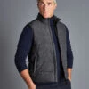 Quilted Vest - Grey Melang -Refined Wear Shop OUC0075GRY MODEL FRONT