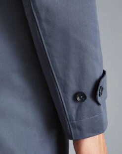 Cotton Classic Raincoat - Steel B -Refined Wear Shop OUR0029STL SLEEVE DETAIL