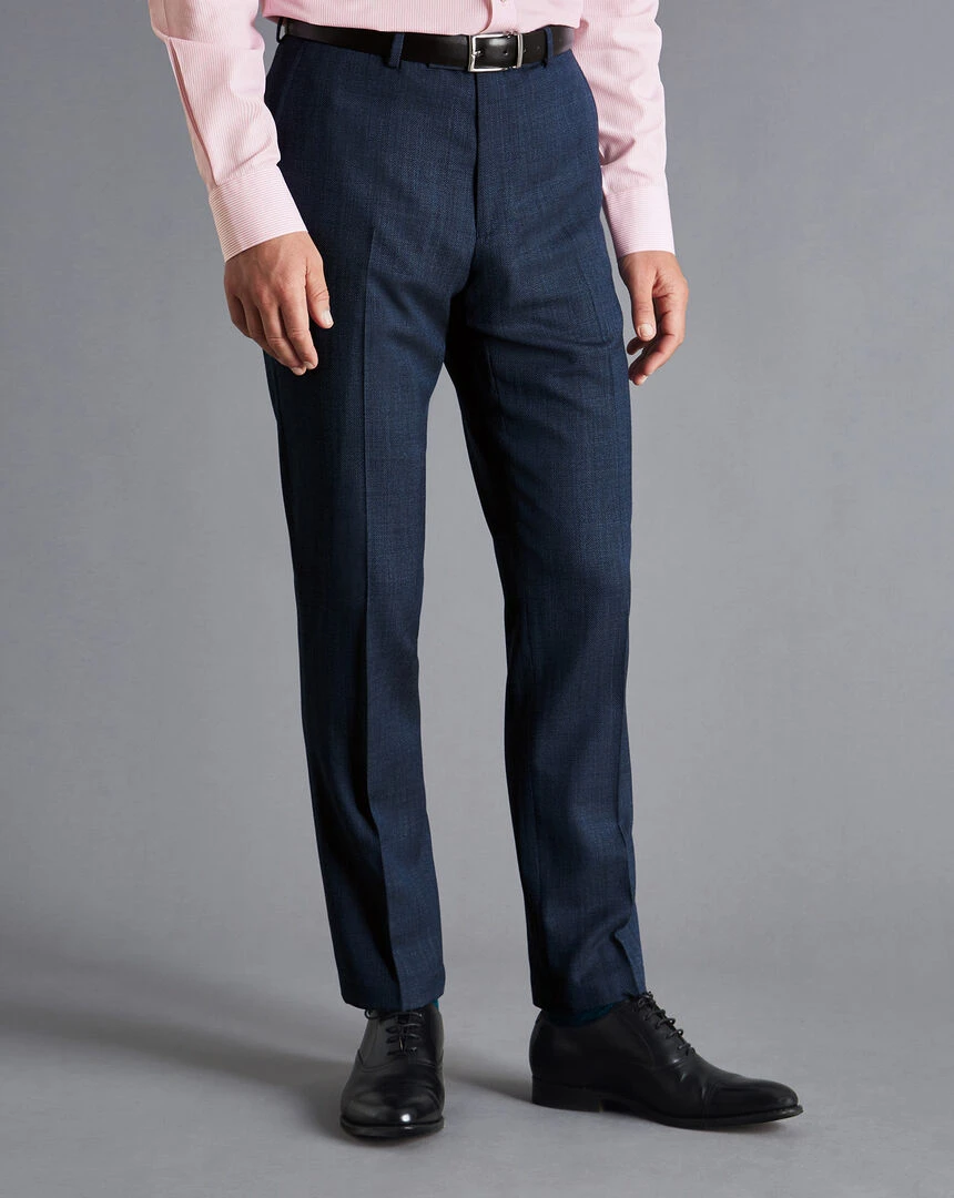 Textured Business Suit Pants - Denim B