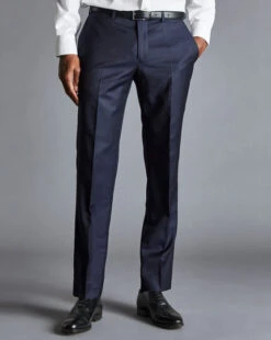 Italian Luxury Narrow Stripe Suit Pants - Dark Navy