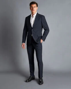 Melange Pinstripe Suit - Dark Navy