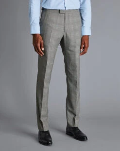 British Luxury Prince Of Wales Check Suit Pants - Grey
