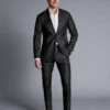 British Luxury Stripe Suit - Charcoal Grey